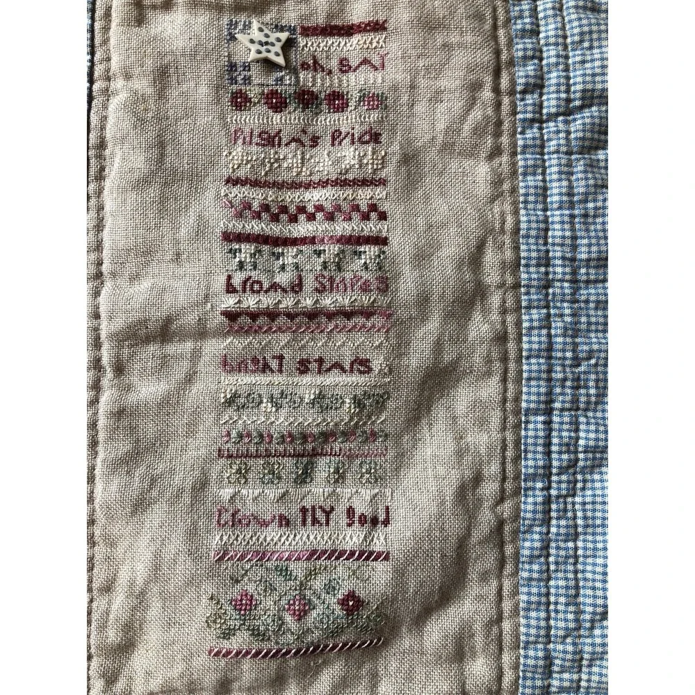 Primitive Style Wall Hanging Cross Stitch‎ on Linen